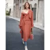 Double Woolen Coat Woman's Upmarket Coat One Shoulder Overcoat