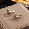 Retro painted daisy patterned titanium steel non fading jewelry set for women's necklaces
