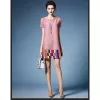 Pleated round neck short-sleeved loose pleated ethnic style commuting pleated top