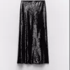 Women's beaded midi skirt with sequin half skirt