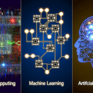 Quantum Compute, Machine Learning and Artificial intelligence. Add my name to each image "Faisal Javed"
