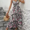 Smocked Printed Halter Neck Midi Dress