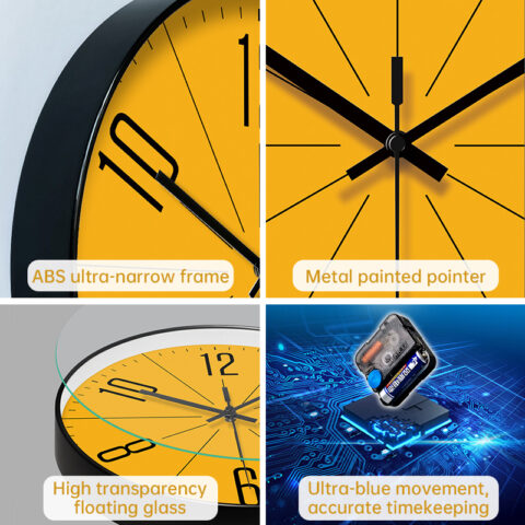 10/12 - inch modern wall clock. Its silent quartz makes it perfect for living rooms.