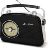 Black AM FM Radio - Small Portable Radios Vintage/Retro with Headphone Jack, Large Analog Rotary Tuning Dial