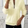 Texture Half Zip Long Sleeve Sweatshirt