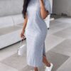 Slit Round Neck Half Sleeve Tee Dress