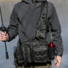 Men's Fishing Backpack: Equipped with bait box, equipment storage bag, pole holder, sling & shoulder bag design.