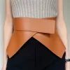 Geometrically designed wide waist closure corset leather belt