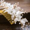 Queenco Gold Bridal Hair Comb Pearl Beads Wedding Hair Accessories
