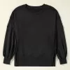 Exposed Seam Round Neck Long Sleeve Sweatshirt