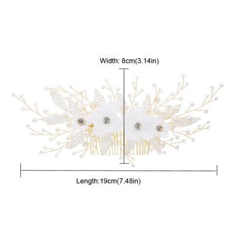 Queenco Gold Bridal Hair Comb Pearl Beads Wedding Hair Accessories
