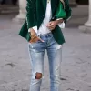 Lapel Collar One Button Blazer