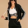 Drawstring Side Stripe Zip Up Hooded Top and Pants Set