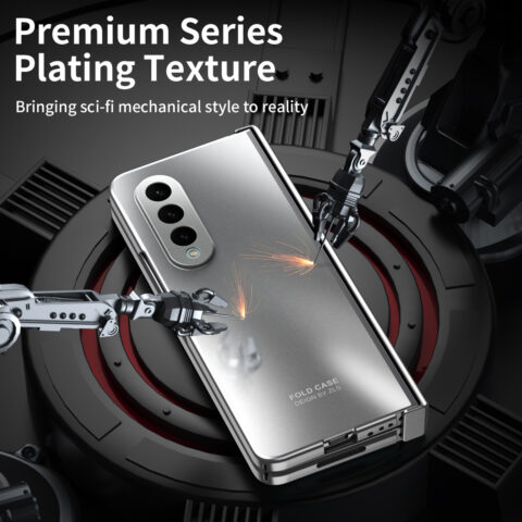 Suitable for Samsung Fold5 phone case ZFOLD4 folding screen solid color electroplating