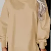 Exposed Seam Round Neck Long Sleeve Sweatshirt