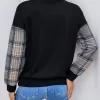 Plaid Round Neck Long Sleeve Sweatshirt