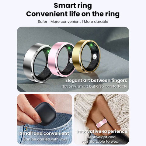 Smart Ring Unisex Tracks Heart Rate, Blood Oxygen, Sleep. 5ATM Waterproof Fitness Tracker