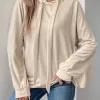 Sports and leisure personalized hooded ruffled long sleeved solid color hoodie for women