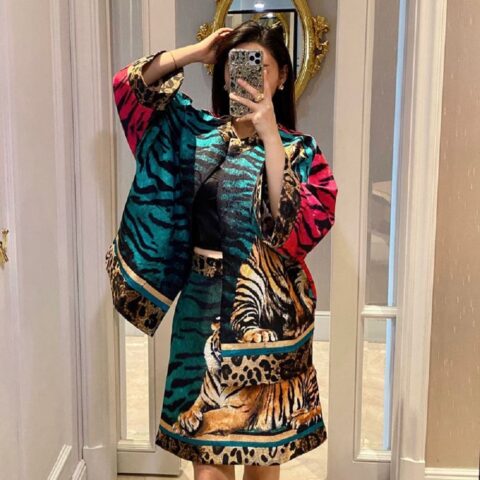 Summer Tiger Year Series - Jacquard Leopard Skirt