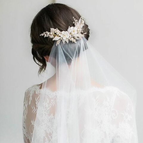 Queenco Gold Bridal Hair Comb Pearl Beads Wedding Hair Accessories
