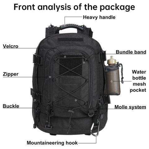Rugged Backpack 65L Men's Outdoor Tactical Backpack: large - capacity