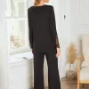 Women's sleepwear suit - long sleeves and long pants two pieces  cotton lace patchwork