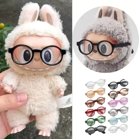 Labubu Glasses 6.5Cm Transparent Plastic Glasses for 1/8 1/6 1/3 1/4 BJD for Labubu MSD SD Plush for EXO Doll Sunglasses