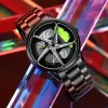 Sports Car Wheel Hub Men Watch Waterproof Rotate Watches Rim Watch Spinning Men'S Sports 360° Rotate Wheel Watches for Men Clock