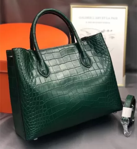 Authentic Crocodile Skin Lady Yellow Working Purse Genuine Alligator Leather Female Totes Handbag Women'S Large Shoulder Bag
