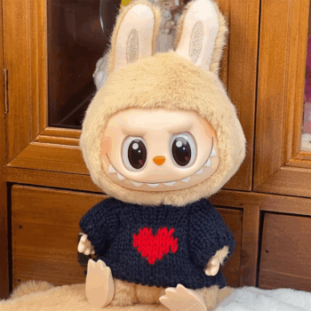 Doll Clothes Ropa Labubu for 17Cm Labubu V2 V1 Labubu Winter Sweater Strawberry Love Pattern Kid Toy Gift