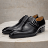 Mens Formal Male Shoe Side Buckle Leather Shoes Pointed Toe Bullock Carving Classic Style Classic Gentleman Formal Wear Pointed