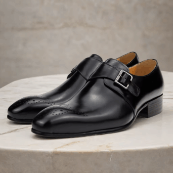 Mens Formal Male Shoe Side Buckle Leather Shoes Pointed Toe Bullock Carving Classic Style Classic Gentleman Formal Wear Pointed