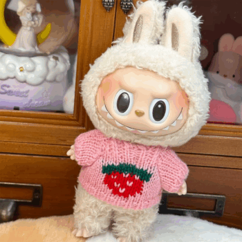 Doll Clothes Ropa Labubu for 17Cm Labubu V2 V1 Labubu Winter Sweater Strawberry Love Pattern Kid Toy Gift