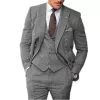 3 Pieces Business Mens Herringbone Suit Wedding Prom Vintage Formal Suits for Wedding Groomsemen