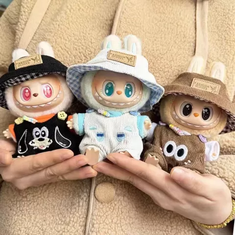 For Labubu V2 Plush Doll Pendant Cartoon Jumpsuit Three Piece Set Cool & Cute Outfit Accessories Labubu Clothes Ropa Labubu