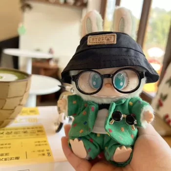 For 17Cm Labubu Stylish Outfit Clothes Khaki Suit Hat Set Labubu Outfit Accessories Labubu Ropa Idol Doll'S Clothes