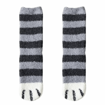 Plush Winter Funny Cute Style Animal Cat Paw Cartoon Pattern Women Cotton Socks Super Soft for Female House Sleeping Floor Sox