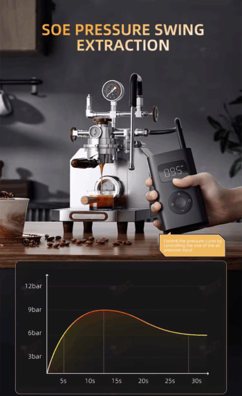 Cmp-Pro Pneumatic Coffee Machine Milk Foaming Maker 9 Bar Extraction Espresso Maker with Power Supply 220V