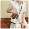 Exquisite PU Leather Bucket Bag Women New Cylinder Portable Hand Bag Large Capacity Shoulder Crossbody Bag for Travel Shopping