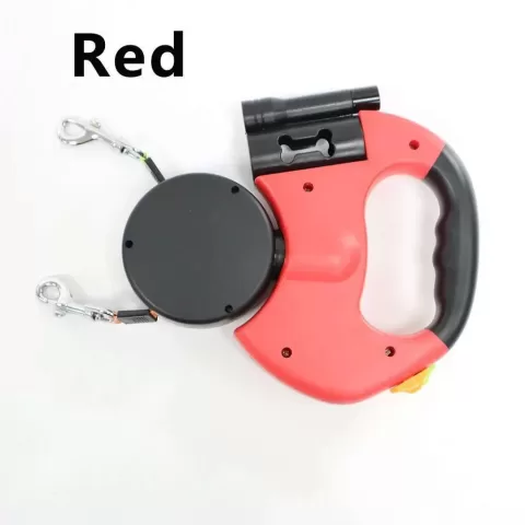 Auto Retractable Double-Ended Dog Leash 3M with LED Flashlight Waste Bag Box Roulette 360 Degree Dual Traction Rope Pet Supplies