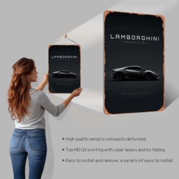 Lamborghini Huracan LP5802 Tinplate Sign Car Metal Poster Bedroom Decoration Room Metal Sign for Garage Wall Art Decoration Home