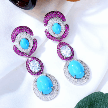 NEW Luxury Green Waterdrop African Earring for Women Wedding Party Indian Dubai Bridal Jewelry Boucle D'Oreille Femme Gift