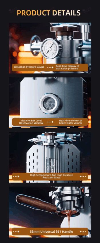 Cmp-Pro Pneumatic Coffee Machine Milk Foaming Maker 9 Bar Extraction Espresso Maker with Power Supply 220V