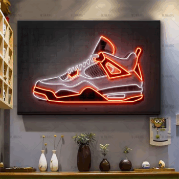 Neon Art Sports Shoes Canvas Painting Sneaker Art Canvas Poster and Prints Modern Pop Art Wall Picture for Home Room Decor Gifts