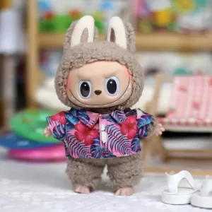 17Cm Labubu Doll cute Mini Clothes Outfit Accessories Denim Jumpsuit Dress Diy Labubu Doll Clothes
