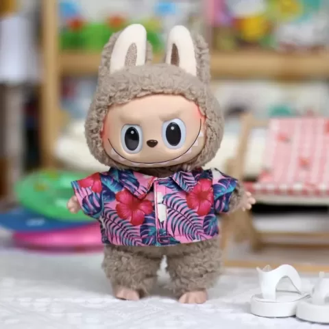 17Cm Labubu Doll cute Mini Clothes Outfit Accessories Denim Jumpsuit Dress Diy Labubu Doll Clothes