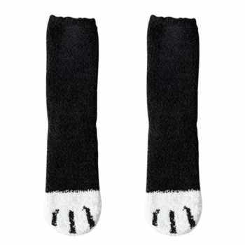 Plush Winter Funny Cute Style Animal Cat Paw Cartoon Pattern Women Cotton Socks Super Soft for Female House Sleeping Floor Sox