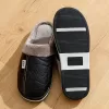 Men'S Slippers Winter Big Size Indoor Waterproof PU Leather