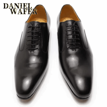 Luxury Brand Men'S Oxford Leather Shoes Handmade Pointed Lace-Up Formal Shoes Suitable for Wedding Business Formal Occasions
