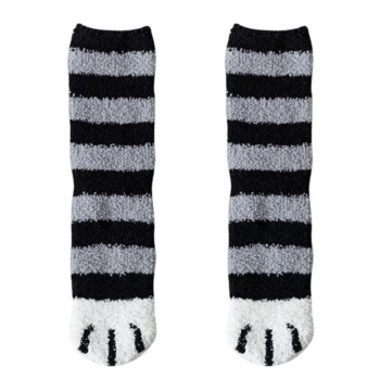 Plush Winter Funny Cute Style Animal Cat Paw Cartoon Pattern Women Cotton Socks Super Soft for Female House Sleeping Floor Sox